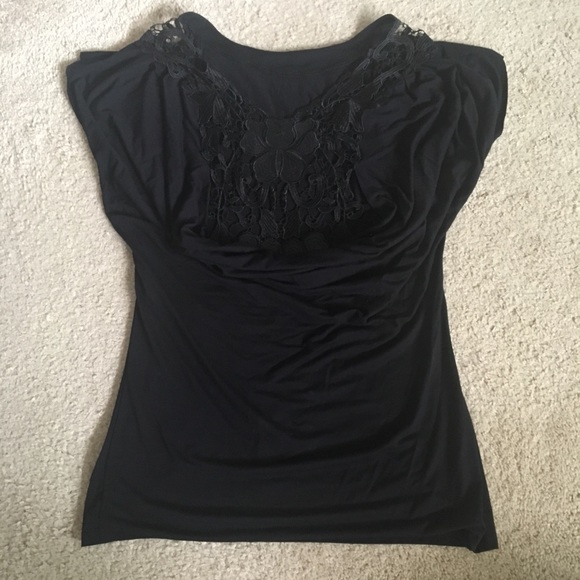 Bebe Black Lace Back Cowl Top - Picture 2 of 4